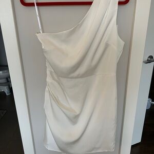 Lulu's One-Shoulder White Mini Dress